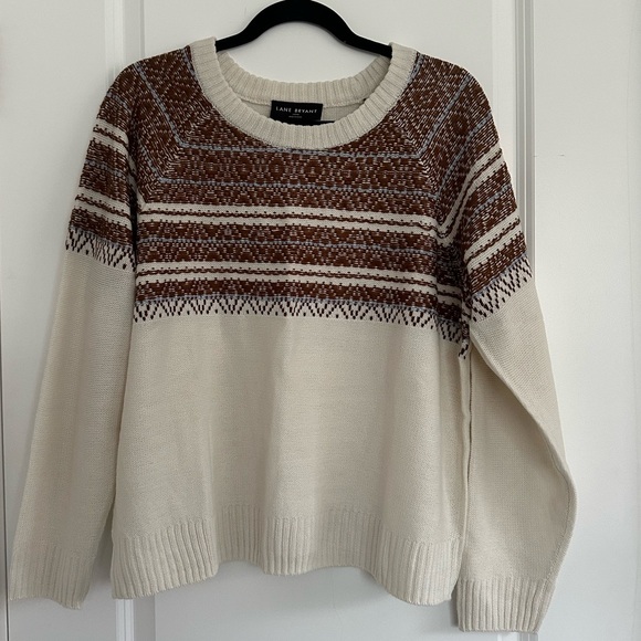 Lane Bryant Cream/Brown Sweater - Picture 3 of 3